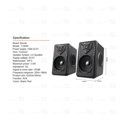 Speaker Kisonli T-008A 2 * 3w Speakers 4 Bass