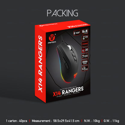 MOUSE USB FANTECH X14 RANGERS