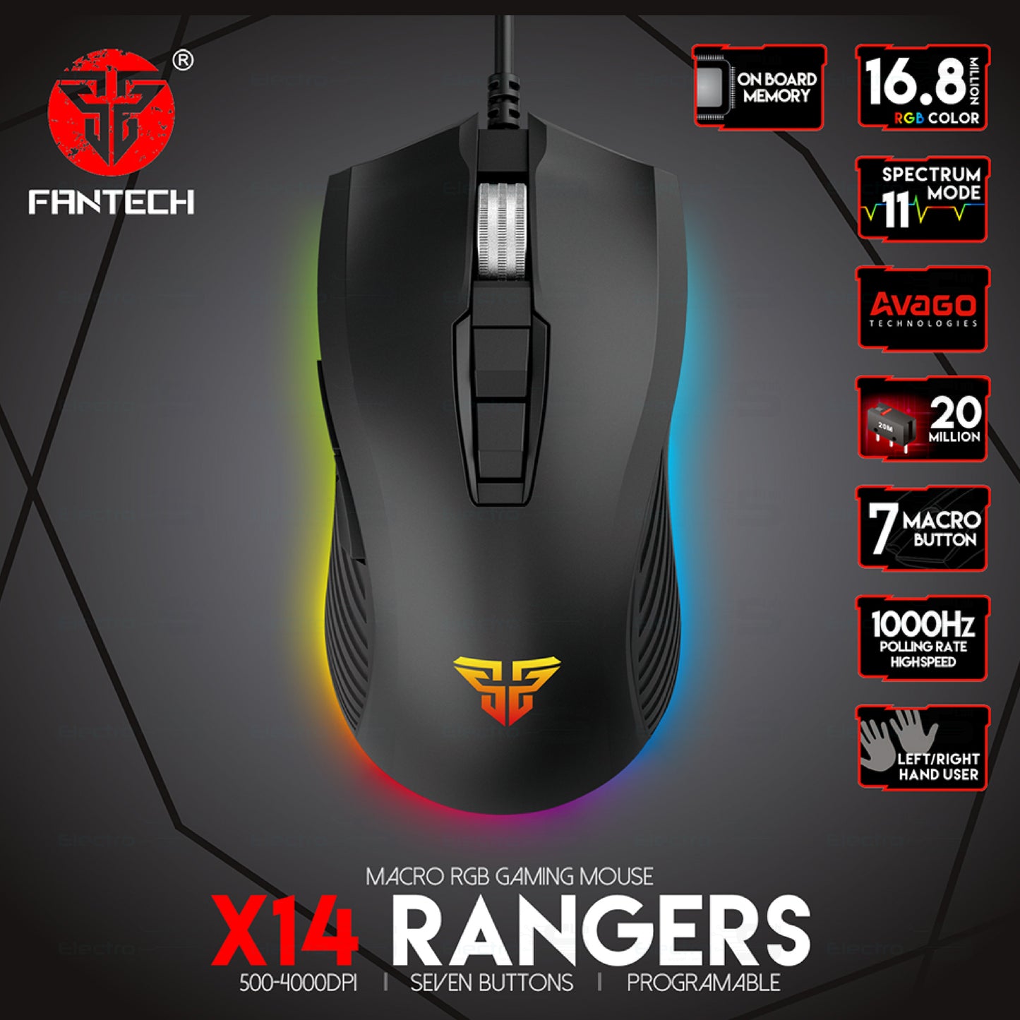 MOUSE USB FANTECH X14 RANGERS