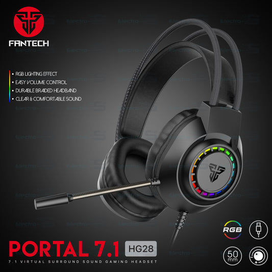 HEADSET GAMING FANTECH HG28 PORTAL BLACK