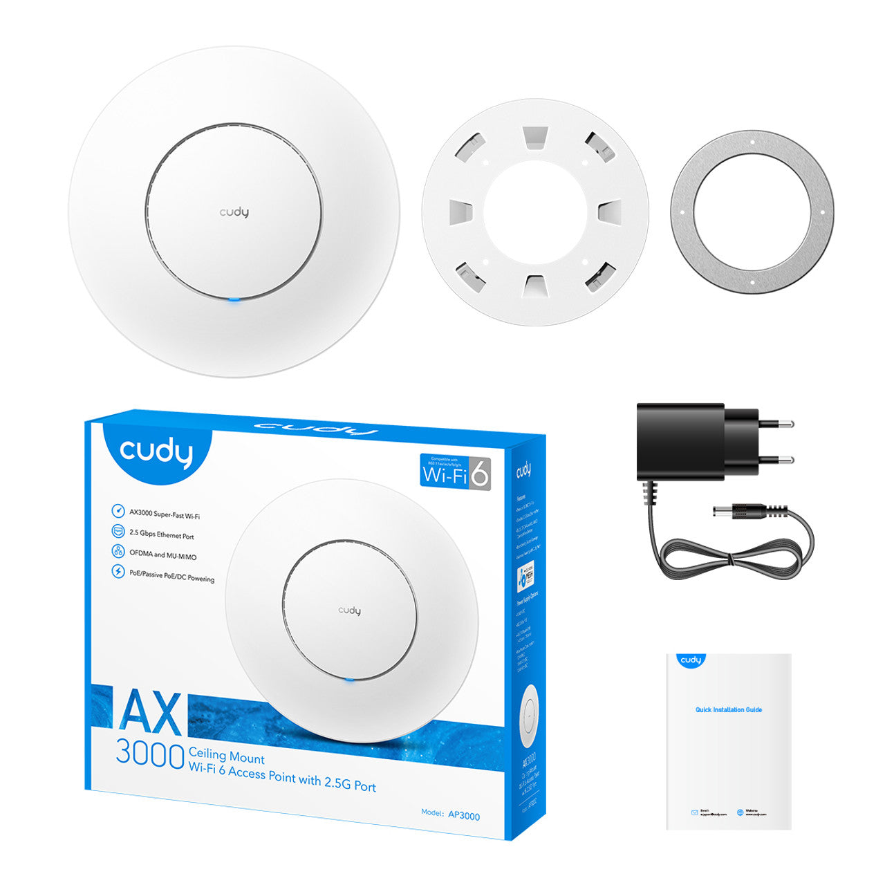 Cudy AX3000 Ceiling Mount Wi-Fi 6 Access Point 2.5G Ports AP3000 ...
