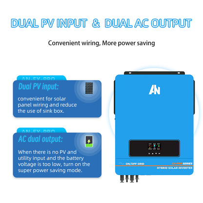 10.2KW On/Off Grid High-frequency Pure Sine Wave Hybrid Solar Inverter Anern