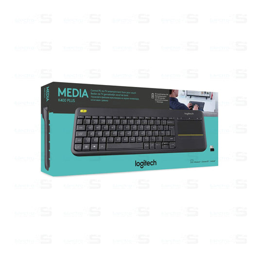 Logitech Keyboard Media K400 plus PC ,TV,Windows Chrome , Andriode,10M Range Build In Touch Pad ON/OFF Switch