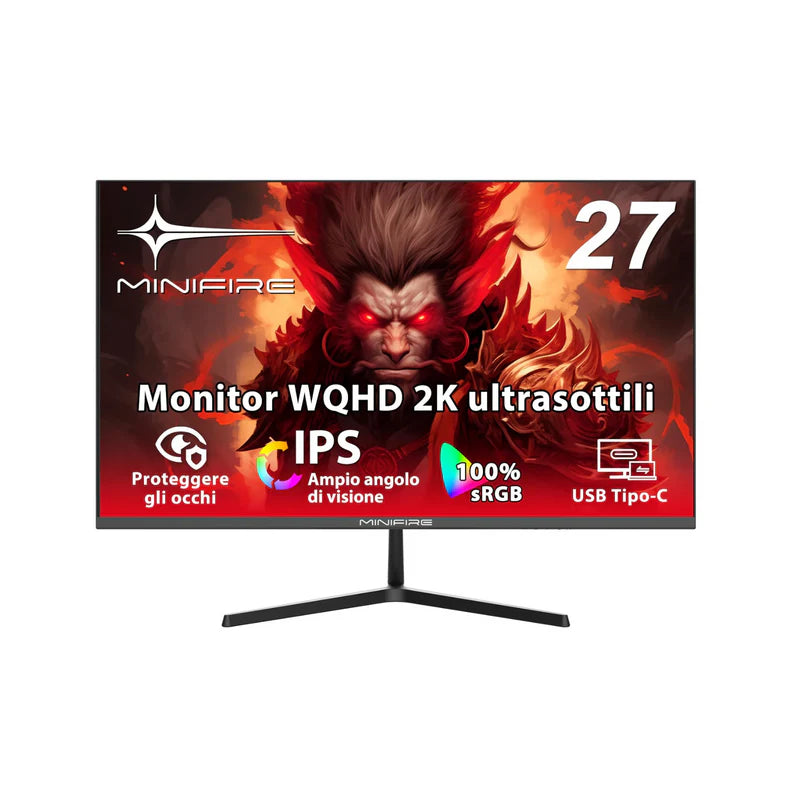 Brand New Monitor MINIFIRE 27 inch WQHD IPS 75HZ HDMI TYPE C MF27X3AQ ...