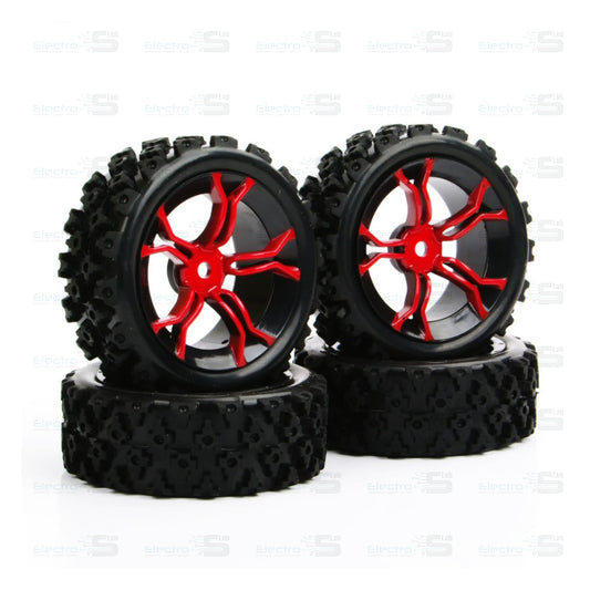 1pcs - 1/10  RC Rubber Rally Wheels Red