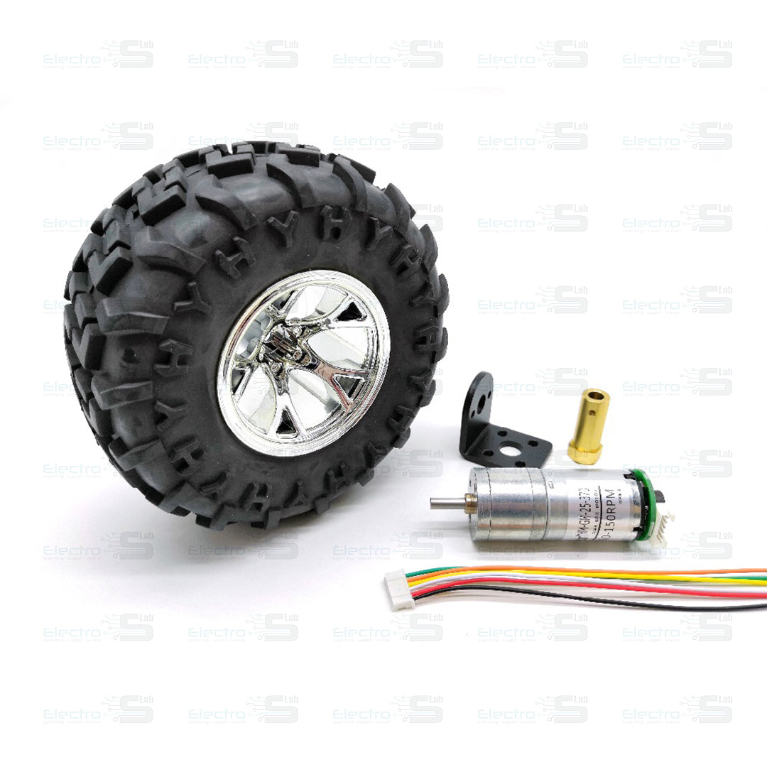 150rpm High Torque DC Motor + 130mm White Plastic Wheel + Coupling + Motor bracket