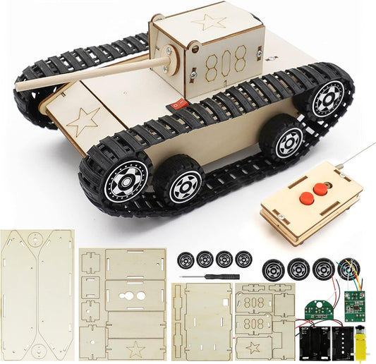 DIY Creative DIY Wooden STEM Science Engineering Toys C-37E Remote Control Tank