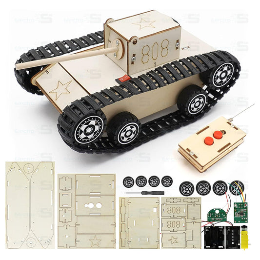 DIY Creative DIY Wooden STEM Science Engineering Toys C-37E Remote Control Tank