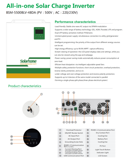 Bluesun Solar Home Inverter Off Grid 5.5KW