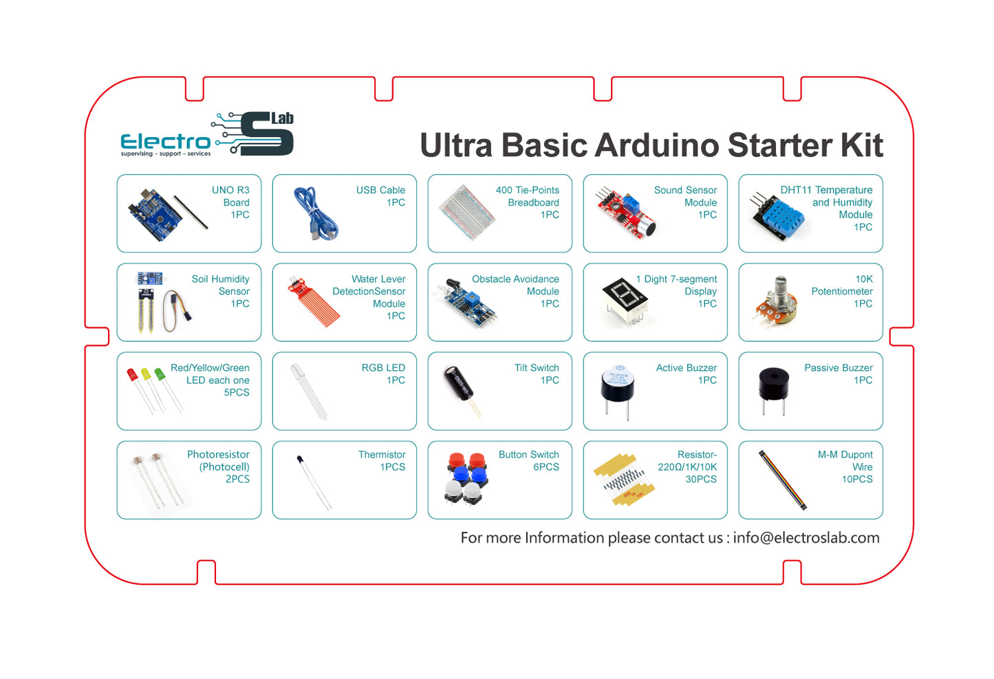 Ultra Basic Starter Kit for Arduino UNO(CH340) DIY Kit + Retail Box