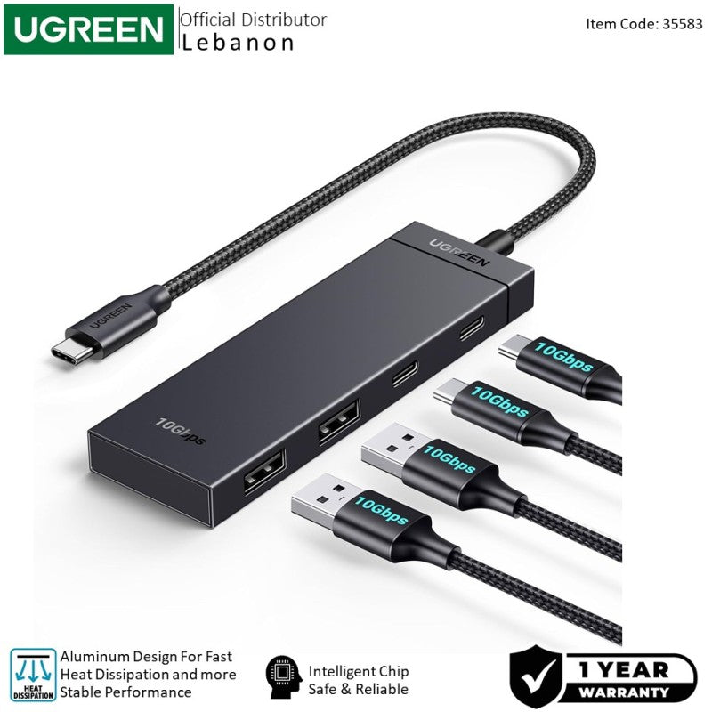 UGREEN USB-C Hub with 2 USB 3.2 Ports and 2 USB-C 3.2 Ports, Power Delivery, Up to 10Gbps Transfer Speed - CM806 35583