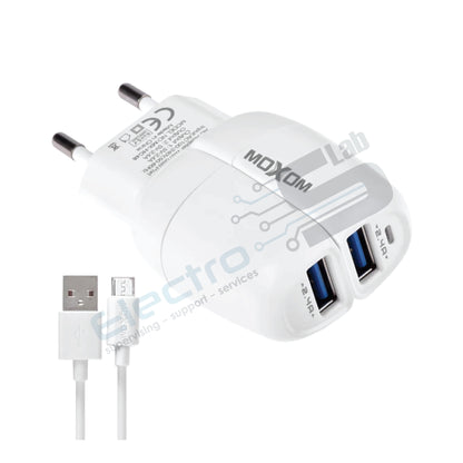 MOXOM 2 PORTS CHARGER TYPE C /  LIGHTNING / MICRO-USB