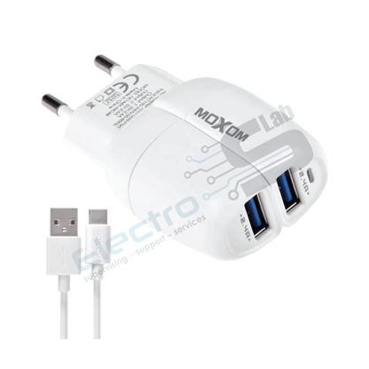 MOXOM 2 PORTS CHARGER TYPE C /  LIGHTNING / MICRO-USB