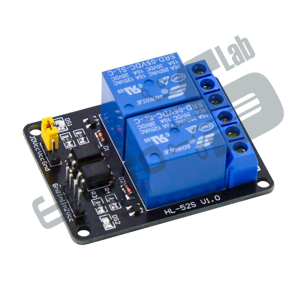 2 Channel Relay Module with light coupling 5V – Electroslab