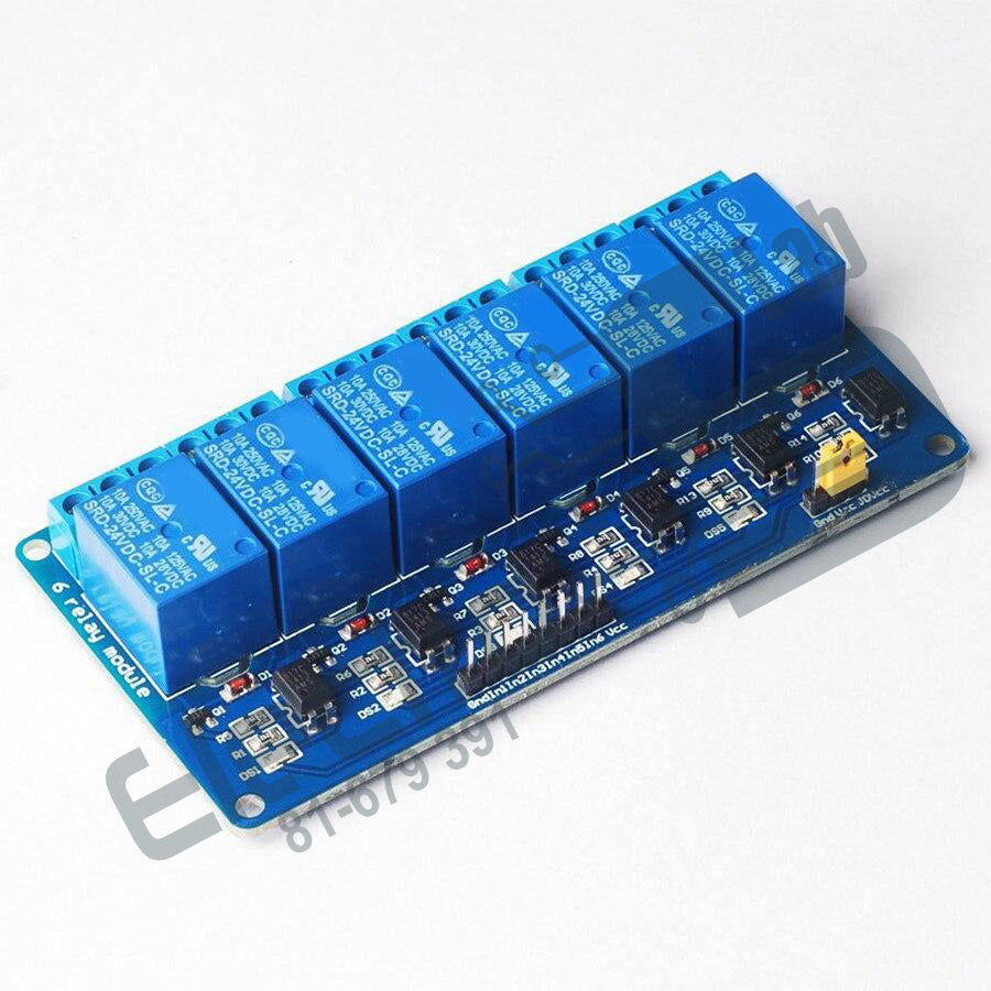 6 Channel Relay Module with light coupling 5V – Electroslab