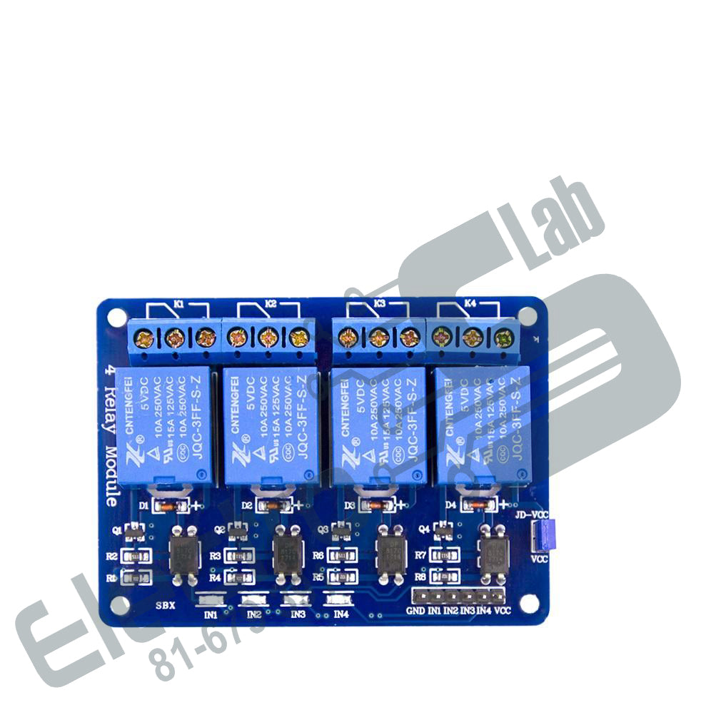 4 Channel Relay Module with light coupling 5V – Electroslab