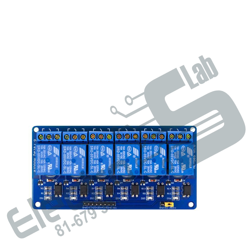 6 Channel Relay Module with light coupling 5V – Electroslab