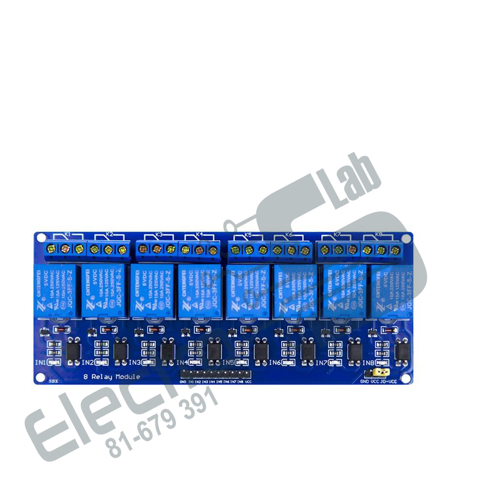 8 Channel Relay Module with light coupling 5V – Electroslab