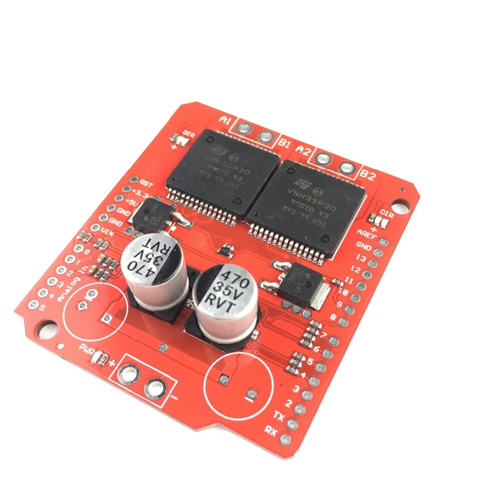 Motor Driver Shield Red Color VNH3ASP30 Dual Monster DC Motor Driver Shield – Electroslab