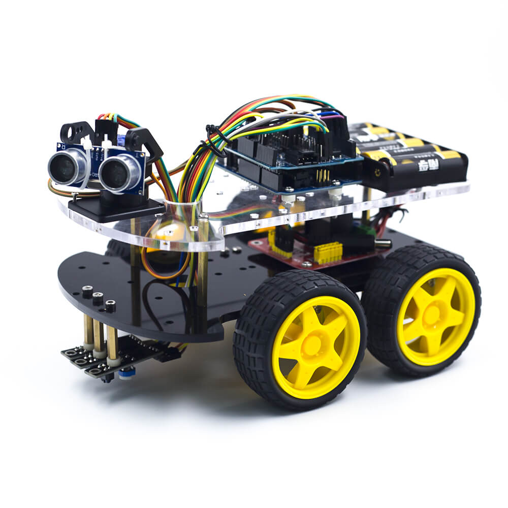 Multi-Functional 4WD Robot Car Chassis Kits with Mini Breadboard