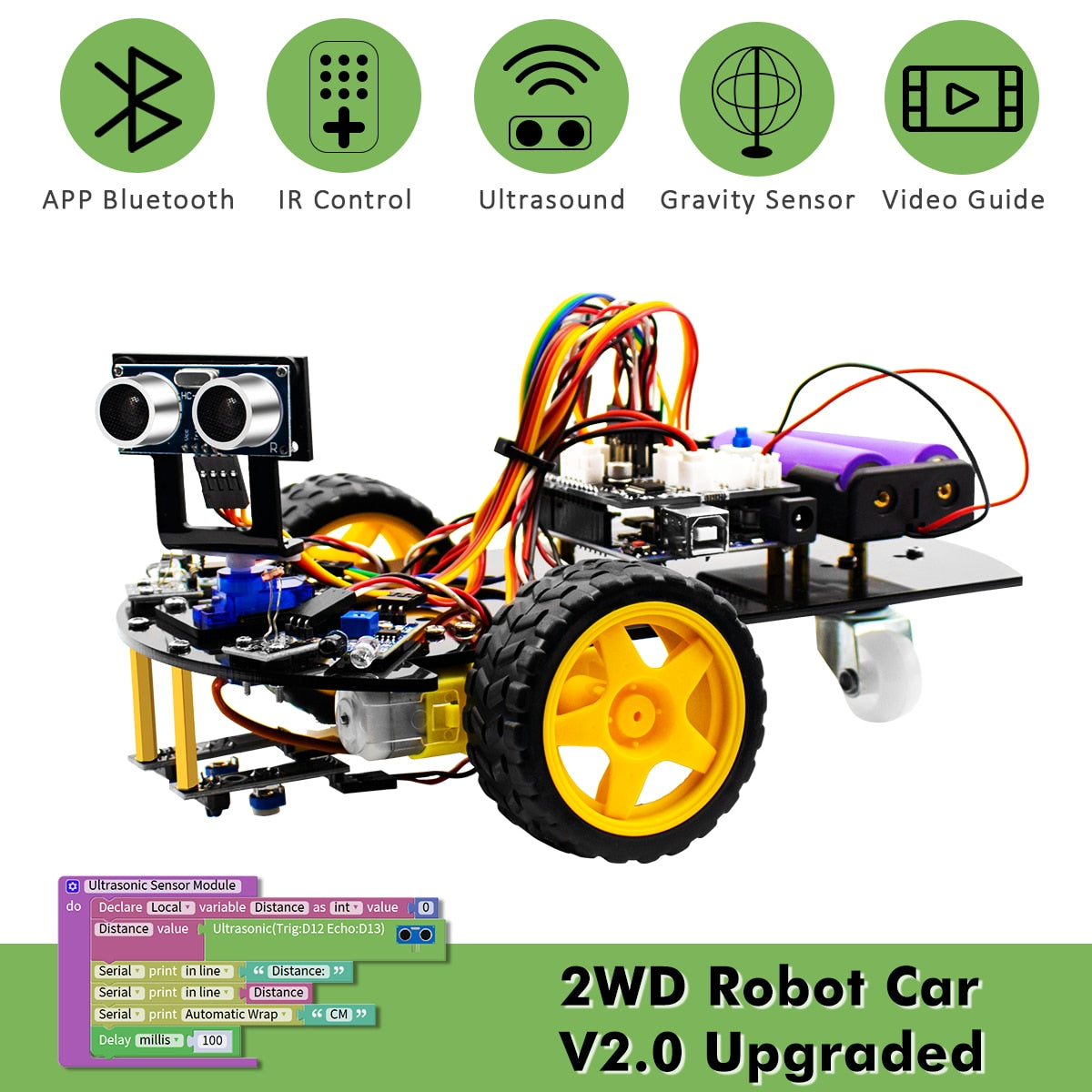 Smart Robot Car 2WD Chassis Kit Upgraded V2.0 STEM Programmable