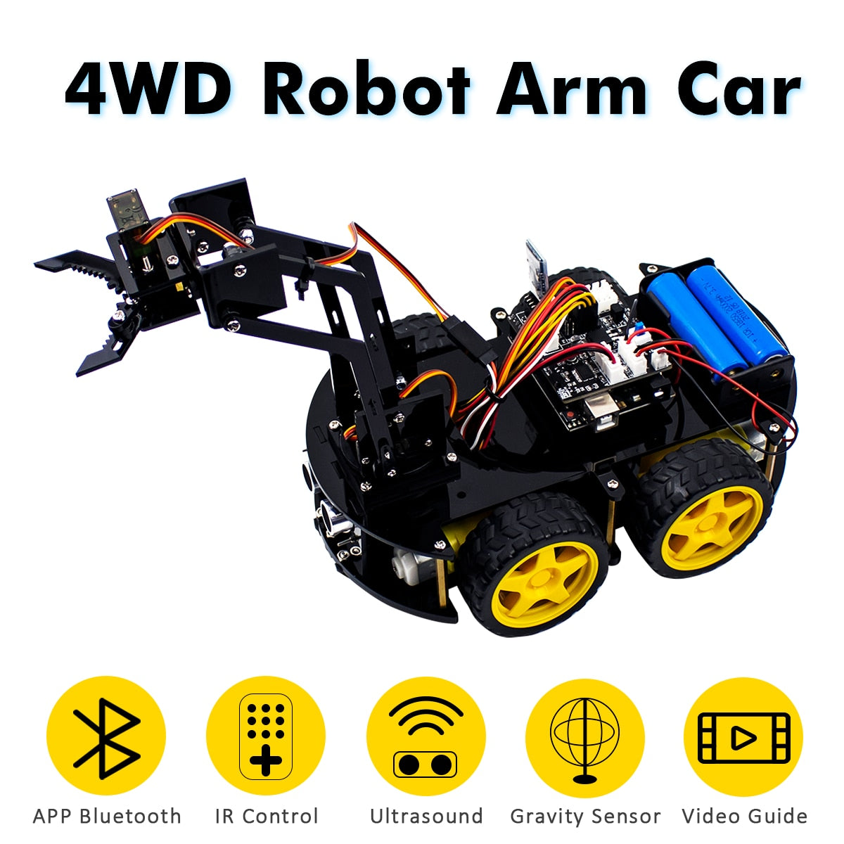 4WD Robot Arm Car Kit STEM Programmable