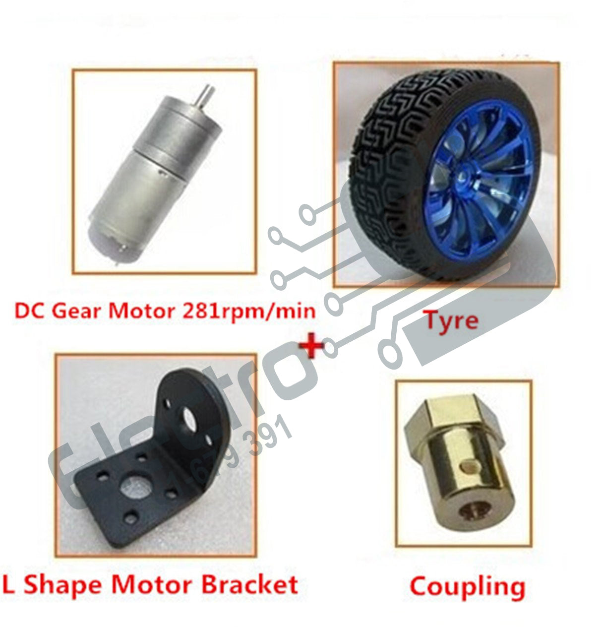 Smart car Self-balancing Kits 65mmWheel+281rpm/min Motor 6V+bracket+5mm Coupling