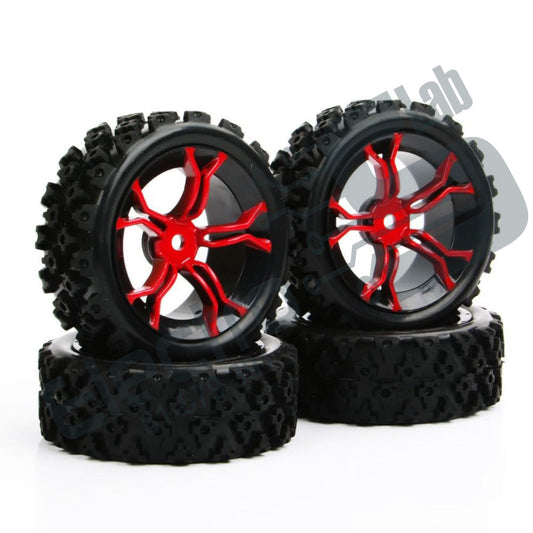 1pcs - 1/10  RC Rubber Rally Wheels Red