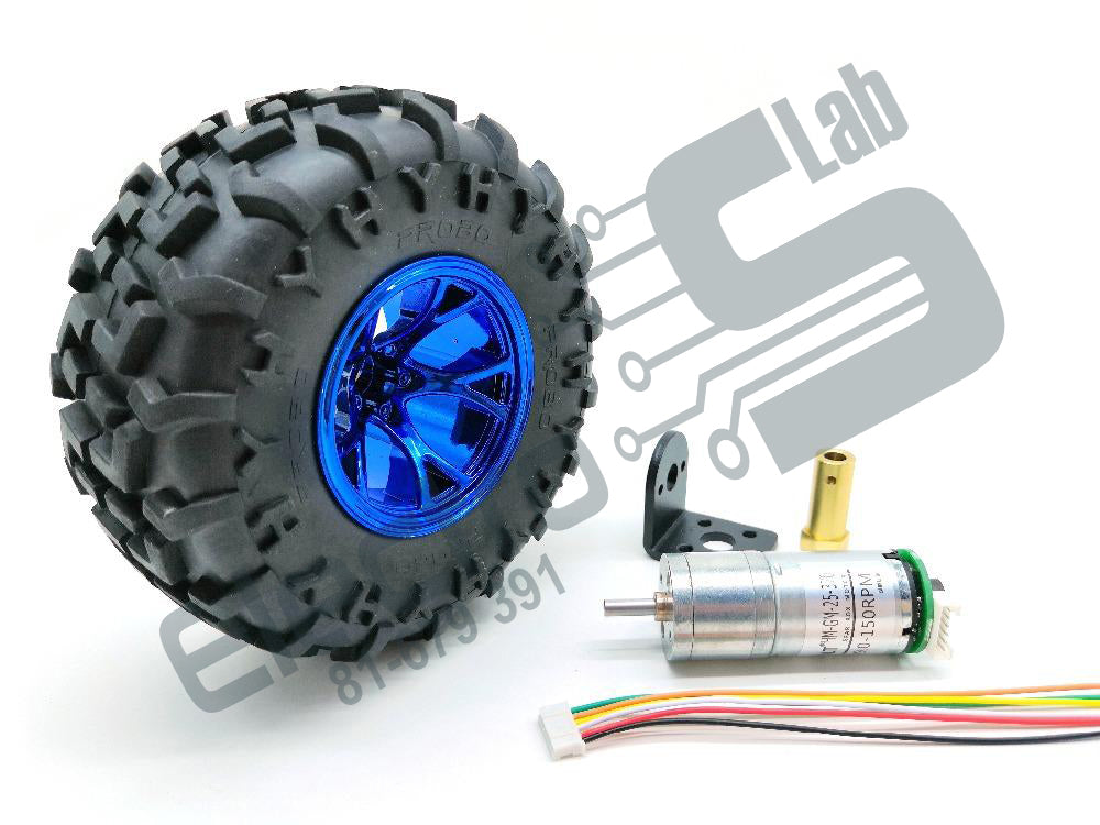 190rpm High Torque DC Motor + 130mm Blue Plastic Wheel + Coupling + Motor bracket