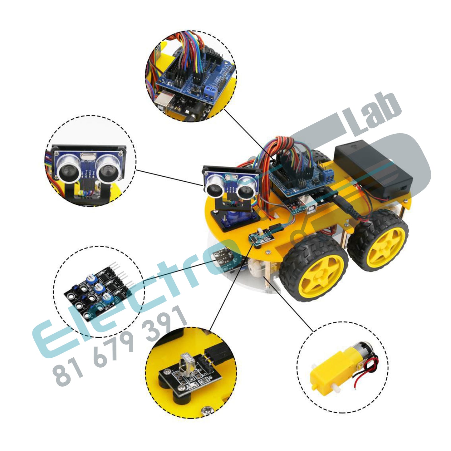 Multi-Functional 4WD Robot Car  Chassis Kit Based on Arduino