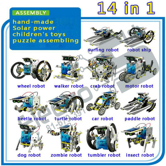 DIY Creative Assemble 14 in 1 Educational Solar Transformers Robot Kit Toy