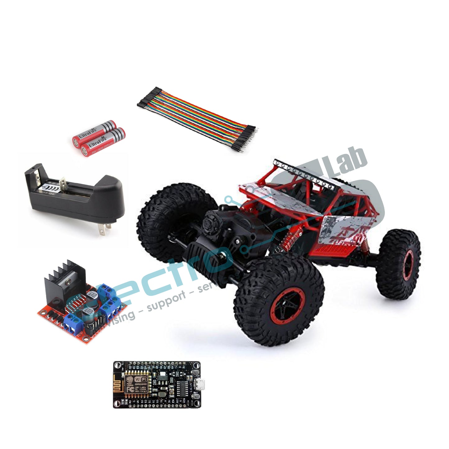 Generic Rock Crawlers Driving Car Chassis + Wifi Kit: 4WD Double Motors Drive Bigfoot 1:18 Model modify part robot car chassis SN170